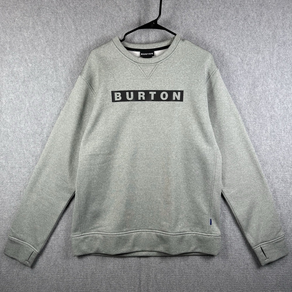 Burton Sweatshirt Mens Size Large Pullover Crewneck Grey Snowboarding Thumb Hole